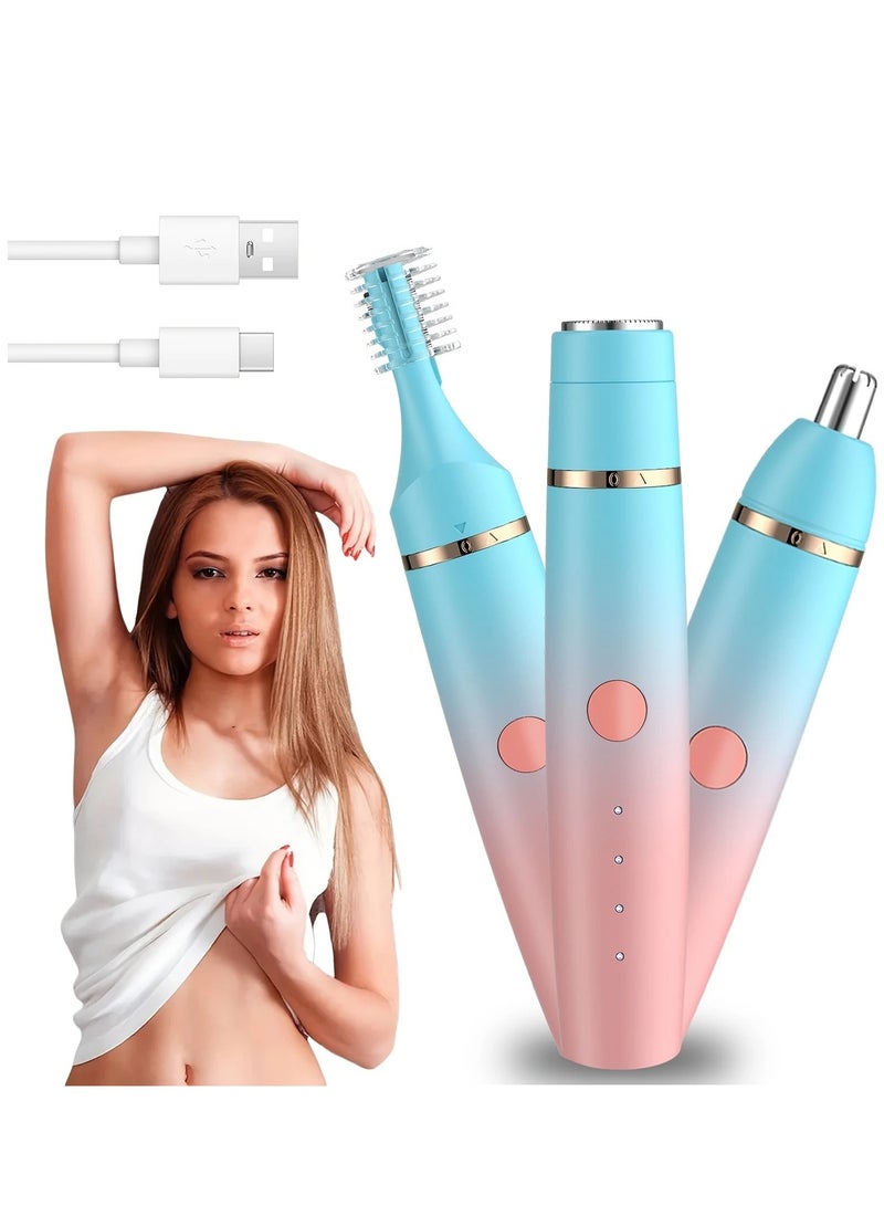 DOSCHER Nose Hair Trimmer for Women, Eyebrow Trimmer, Electric Shaver Razor 3 in 1, Portable, Waterproof and Rechargeable for Ears, Face, Legs - Image 1