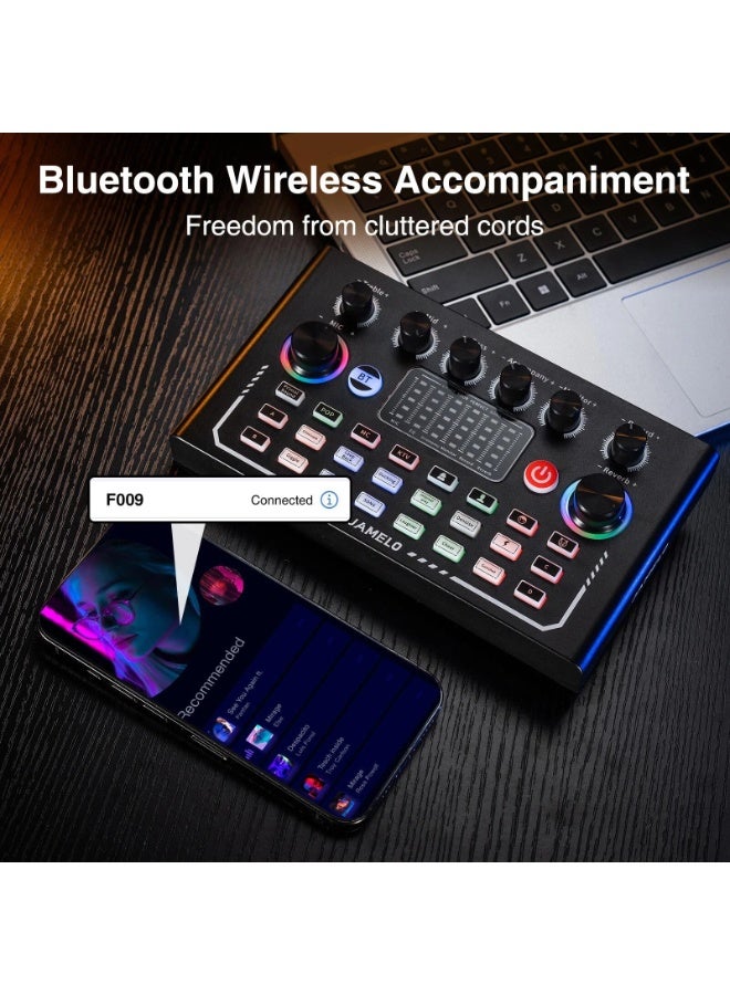 MUNTAQI Live Broadcast Sound Card – Wireless Bluetooth Gaming Audio Mixer with Voice Changer, Multi-Device Streaming Mixer for PC, Smartphone, Tablet, Live Streaming, Podcast & Recording - Image 3