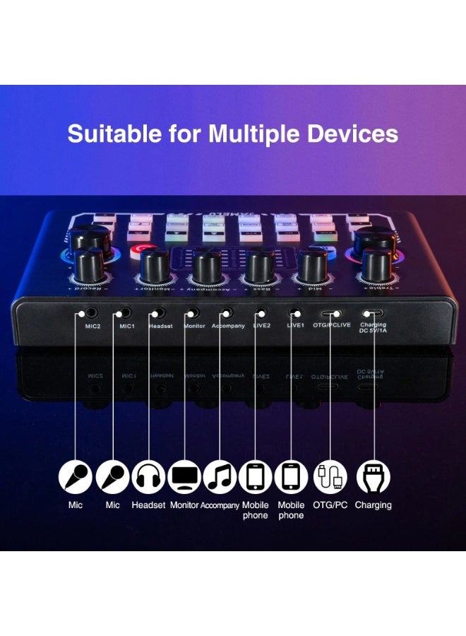 MUNTAQI Live Broadcast Sound Card – Wireless Bluetooth Gaming Audio Mixer with Voice Changer, Multi-Device Streaming Mixer for PC, Smartphone, Tablet, Live Streaming, Podcast & Recording - Image 4