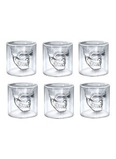 6-Piece Skull Shot Glass Set Clear 75ml