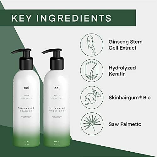 Cel Microstem Natural Hair Thickening Shampoo & Conditioner Set (2 x 8 fl oz) – Stem Cell Extract Anti Thinning Hair Loss Shampoo – Biotin Shampoo – Sulfate & Paraben Free - Suitable for Men & Women - Image 2