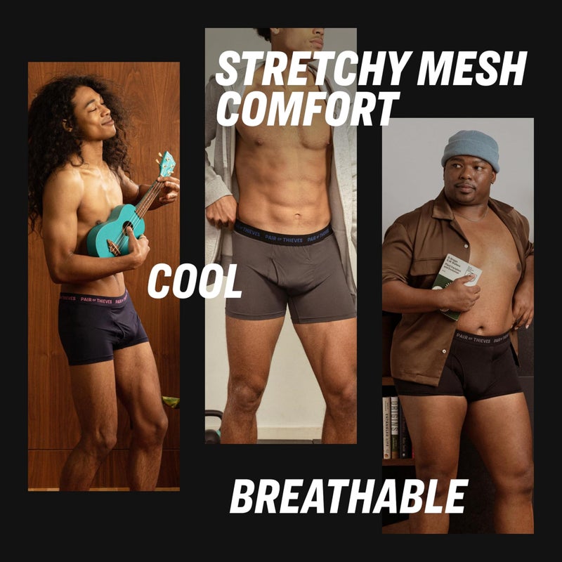 Pair of Thieves Superfit Menâ€™s Trunks 3 Pack â€“ Breathable Mesh Cooling, No-Chafe Comfort â€“ Black, Large - Image 4