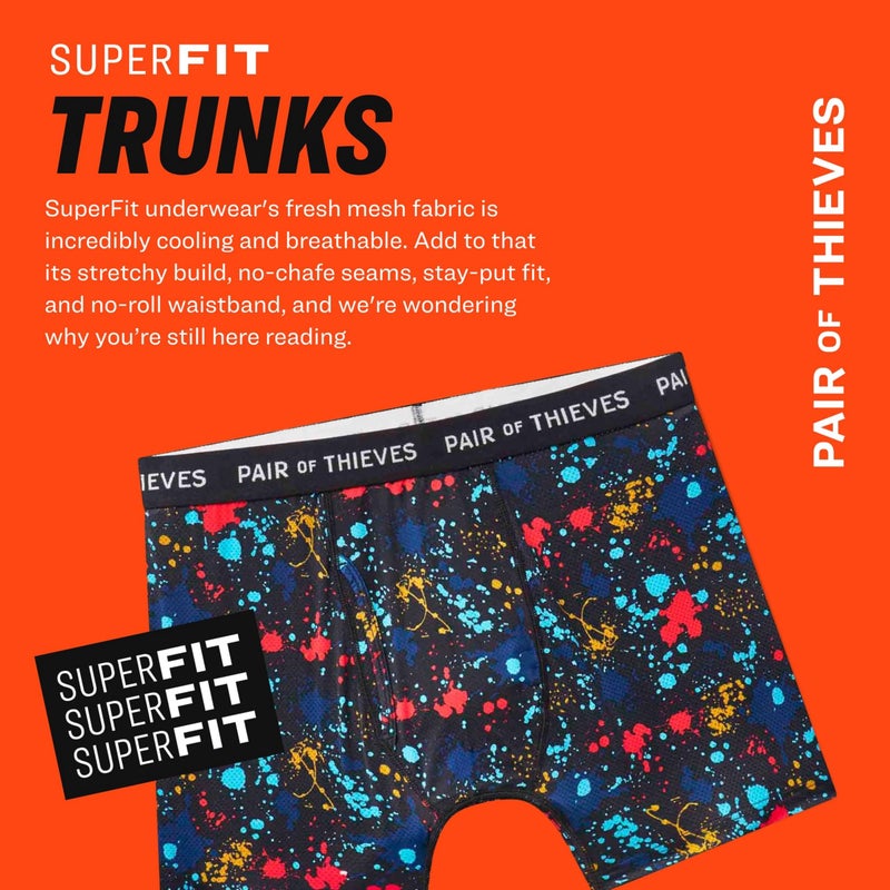 Pair of Thieves Superfit Menâ€™s Trunks 3 Pack â€“ Breathable Mesh Cooling, No-Chafe Comfort â€“ Black, Large - Image 2