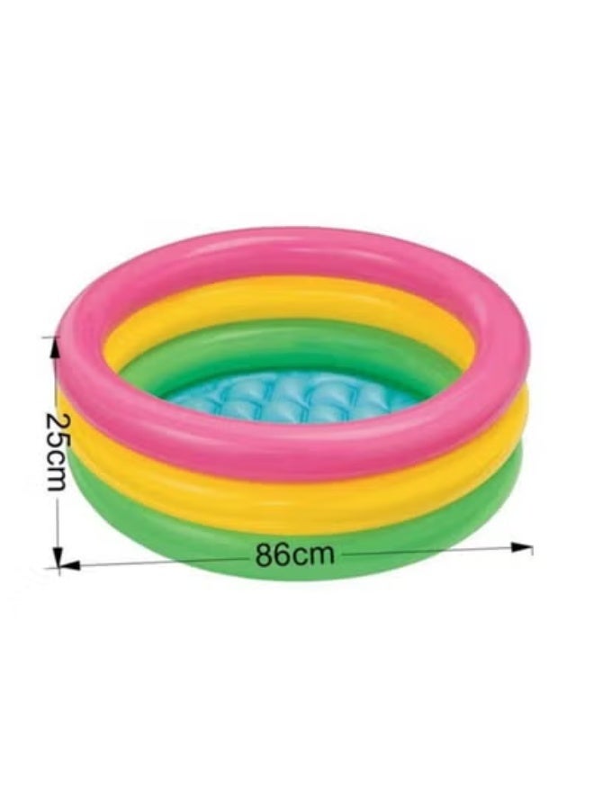 TIGER 3-Rings Inflatable Sunset Glow Baby Pool – Colorful & Safe Outdoor Swimming Pool for Toddlers and Babies | Soft Inflatable Floor for Splash Play & Comfort | Lightweight, Durable & Easy-to-Inflate Kiddie Pool | Ideal for Backyard Summer Water Fun - Image 1