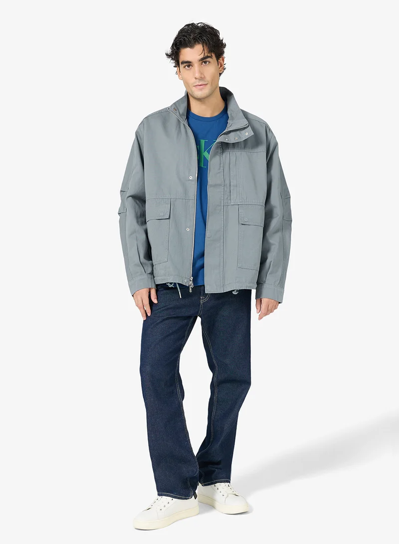 Calvin Klein Jeans  Long Sleeve Cotton Linen Military Jacket for Men | Best Price UAE