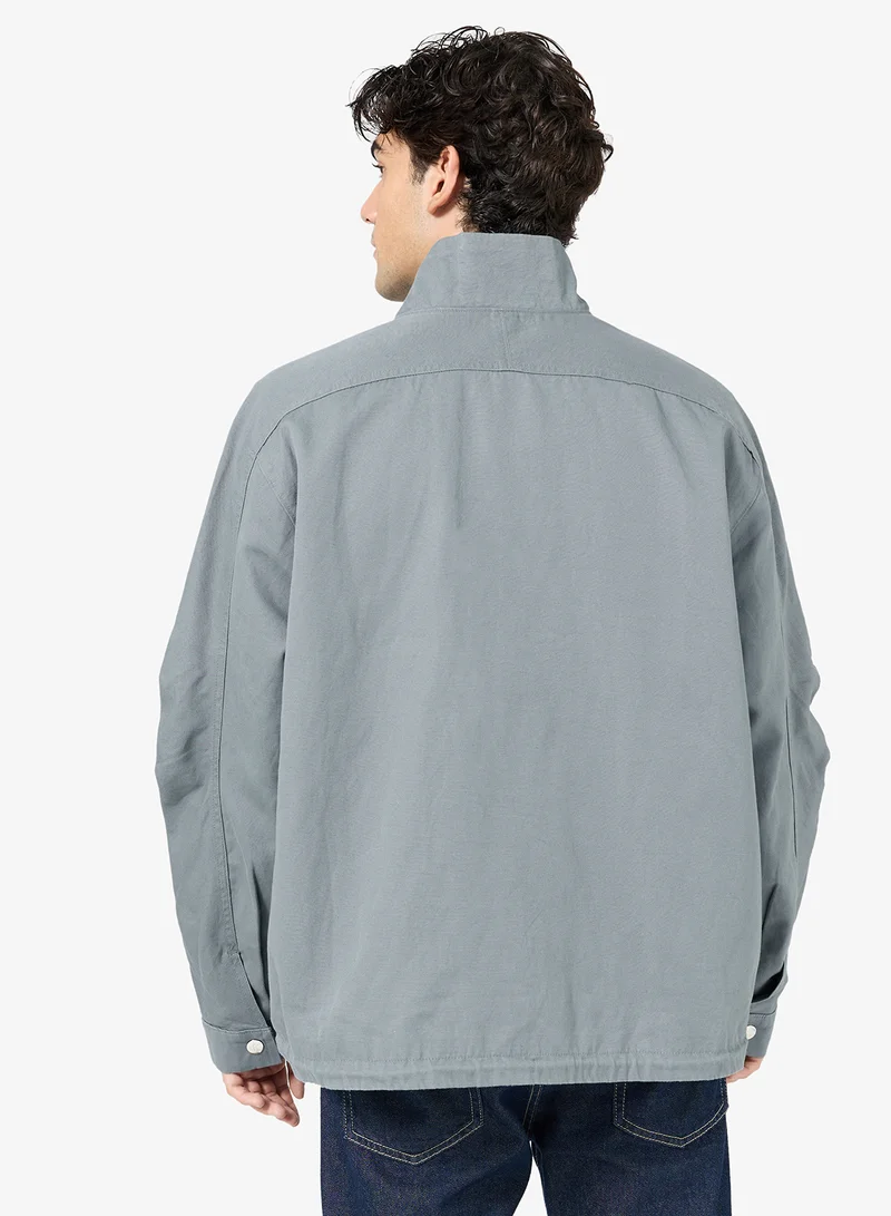 Calvin Klein Jeans Long Sleeve Cotton Linen Military Jacket