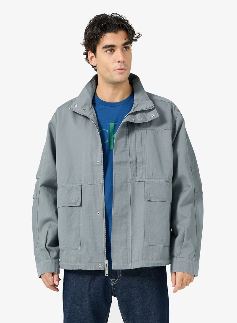 Long Sleeve Cotton Linen Military Jacket