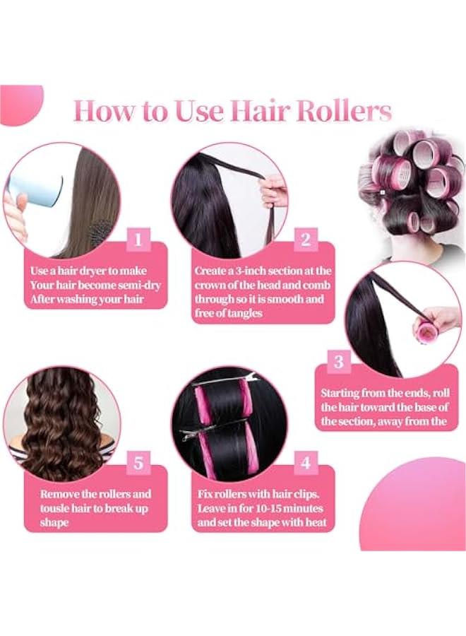Beauenty Hair Roller Set, 18 pcs - 3 Sizes Rollers Hair Curlers With 10 Clips, Curlers for Long Hair Short Hair Hair Bangs Barber Hairdressing Hair Styling(Pink 28 pcs) - Image 4