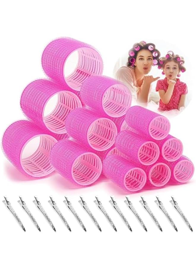Beauenty Hair Roller Set, 18 pcs - 3 Sizes Rollers Hair Curlers With 10 Clips, Curlers for Long Hair Short Hair Hair Bangs Barber Hairdressing Hair Styling(Pink 28 pcs) - Image 1