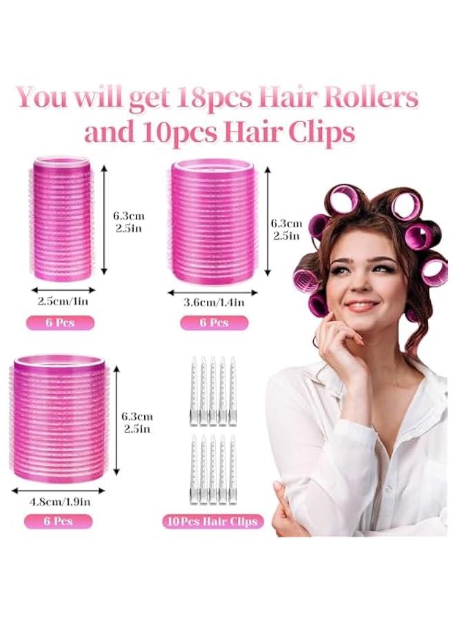 Beauenty Hair Roller Set, 18 pcs - 3 Sizes Rollers Hair Curlers With 10 Clips, Curlers for Long Hair Short Hair Hair Bangs Barber Hairdressing Hair Styling(Pink 28 pcs) - Image 2
