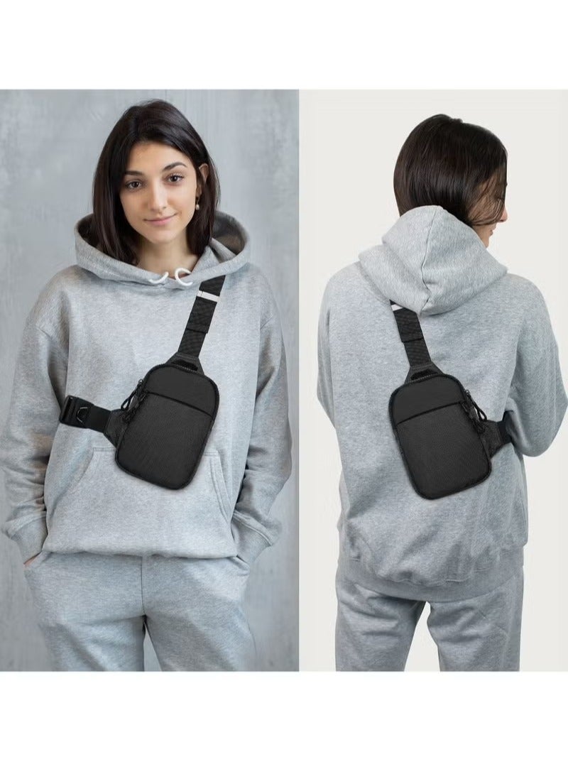 Small Sling Bag for Men Waterproof Crossbody Fanny Packs Purses Chest Bags with Adjustable Shoulder Belt for Travel Sport Camping(Black) - Image 3