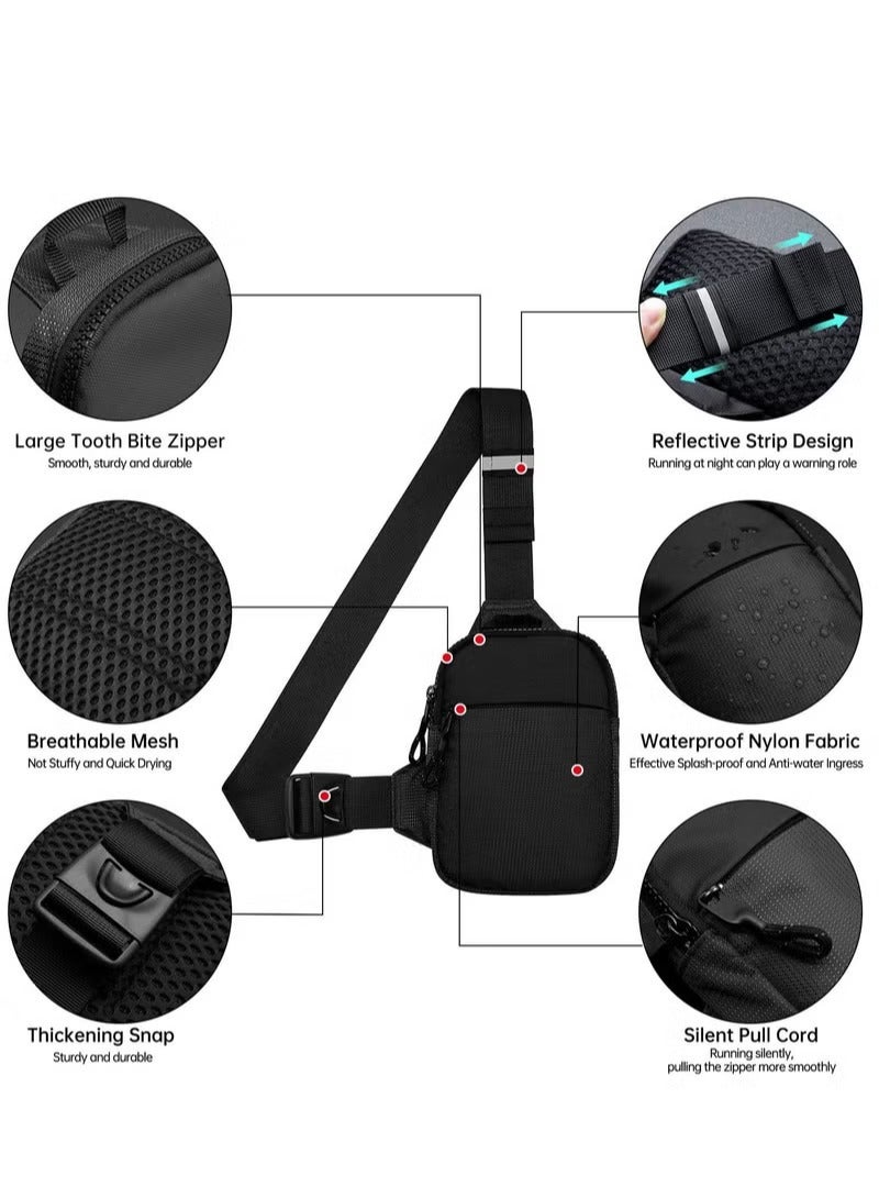 Small Sling Bag for Men Waterproof Crossbody Fanny Packs Purses Chest Bags with Adjustable Shoulder Belt for Travel Sport Camping(Black) - Image 4