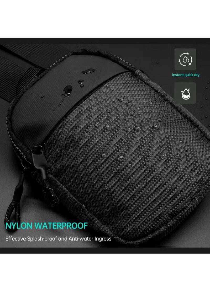 Small Sling Bag for Men Waterproof Crossbody Fanny Packs Purses Chest Bags with Adjustable Shoulder Belt for Travel Sport Camping(Black) - Image 5