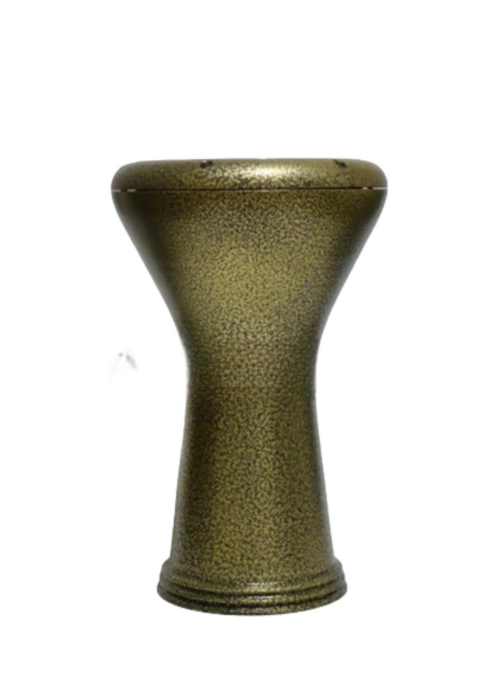 Alexandria - Aluminum Drum Egyptian Tabla Oriental Darbuka Percussion 6 Pins with 22 cm / 8.75 inch Plastic Drumhead + Carry Case , Spare Head & Tuning Key for Beginners Amateurs - Gold - Image 1