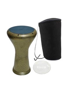 Alexandria Aluminum Drum Egyptian Tabla Oriental Darbuka Percussion 6 Pins with 22 cm / 8.75 inch Plastic Drumhead + Carry Case , Spare Head & Tuning Key for Beginners Amateurs - Gold  - Image 2