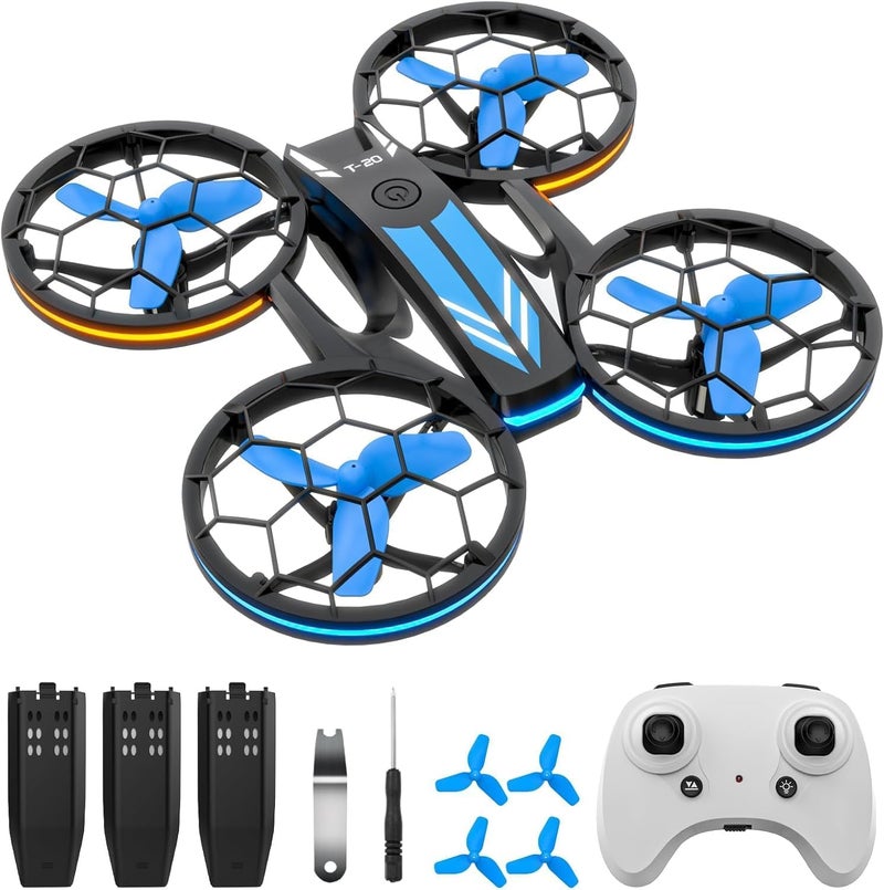 Drones RC Drone with Auto Hovering and Headless Mode Quadcopter with LED Light Propeller Full Protect 3D Flips 3 Batteries Remote Control Best Gifts