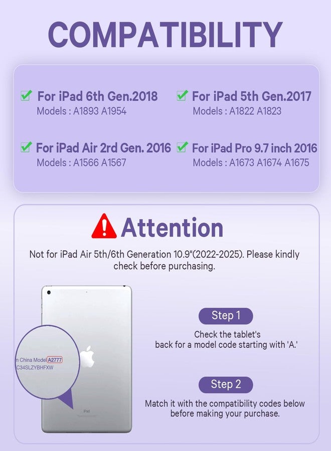 GreenLaw جراب لوحة مفاتيح GreenLaw لجهاز iPad 9.7 بوصة، الجيل السادس (2018)، الجيل الخامس (2017)، وiPad Air 2 (2014)، بإضاءة خلفية بسبعة ألوان، يدعم جهازين بلوتوث، لوحة مفاتيح تعمل باللمس لجهاز iPad Pro 9.7، لون بنفسجي - Image 2