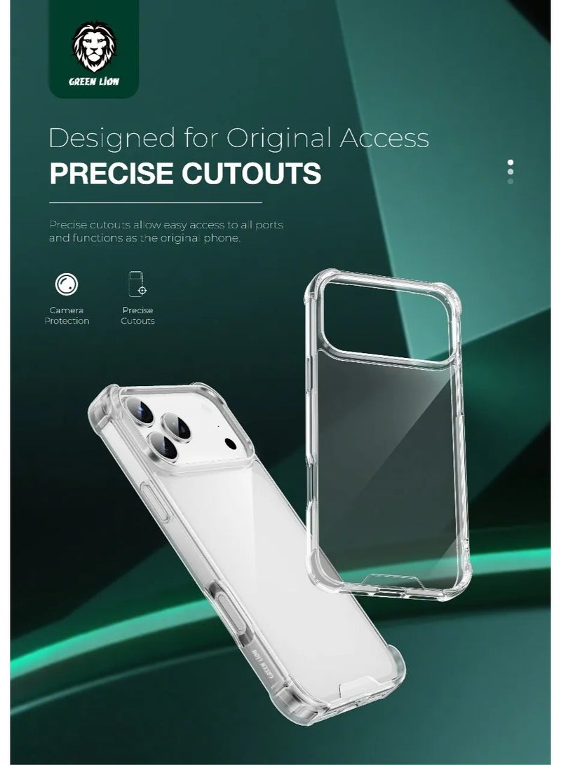 GREEN LION iPhone 17 Pro Anti-Shock Case/ Hybrid Protection/ Drop & Scratch Proof/ HD Clarity/ Air Cushion Technology/ Precise Cutouts - Clear - Image 3