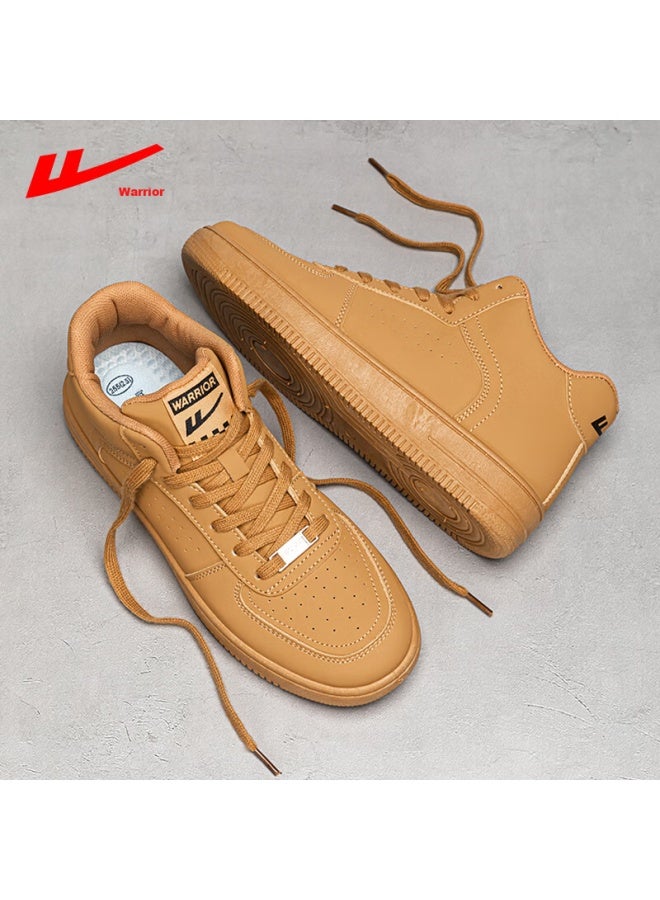 Pull Back Warrior Men's Breathable High-top Canvas Shoes For Students Comfortable Sports Thick-soled Height-increasing Casual Shoes Yellow Size 45 - Image 3