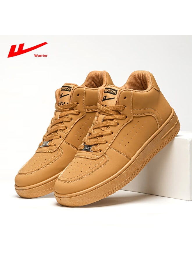 Pull Back Warrior Men's Breathable High-top Canvas Shoes For Students Comfortable Sports Thick-soled Height-increasing Casual Shoes Yellow Size 45 - Image 2