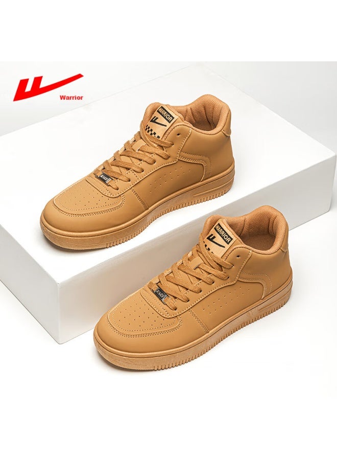 Pull Back Warrior Men's Breathable High-top Canvas Shoes For Students Comfortable Sports Thick-soled Height-increasing Casual Shoes Yellow Size 45 - Image 5