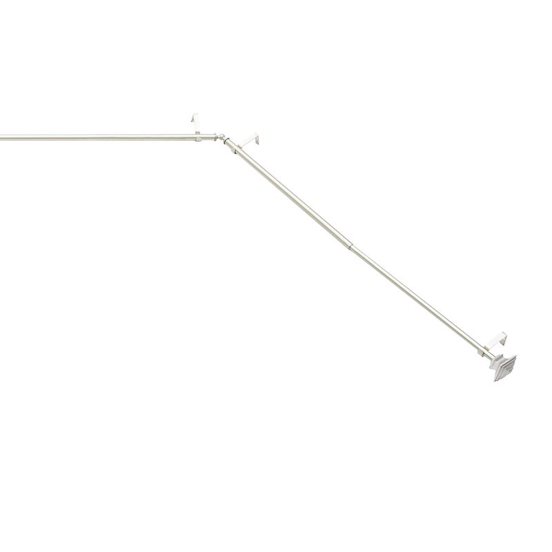 Kenney KN80708 Mission Step Square End Decorative Bay Window Curtain Rod 78144 Adjustable Length 2237 Adjustable Sides 2872 Adjustable Middle Brushed Nickel Finish 34 Diameter Steel Tube