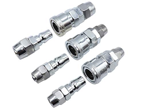 LBY Air Coupler and Plug Kit, Industrial Type C Air Hose Fittings, Compressor Pneumatic Connector, SP20/30/40 + PP20/30/40 Quick-Connect Accessories Kit, Pack of 6 - Image 1