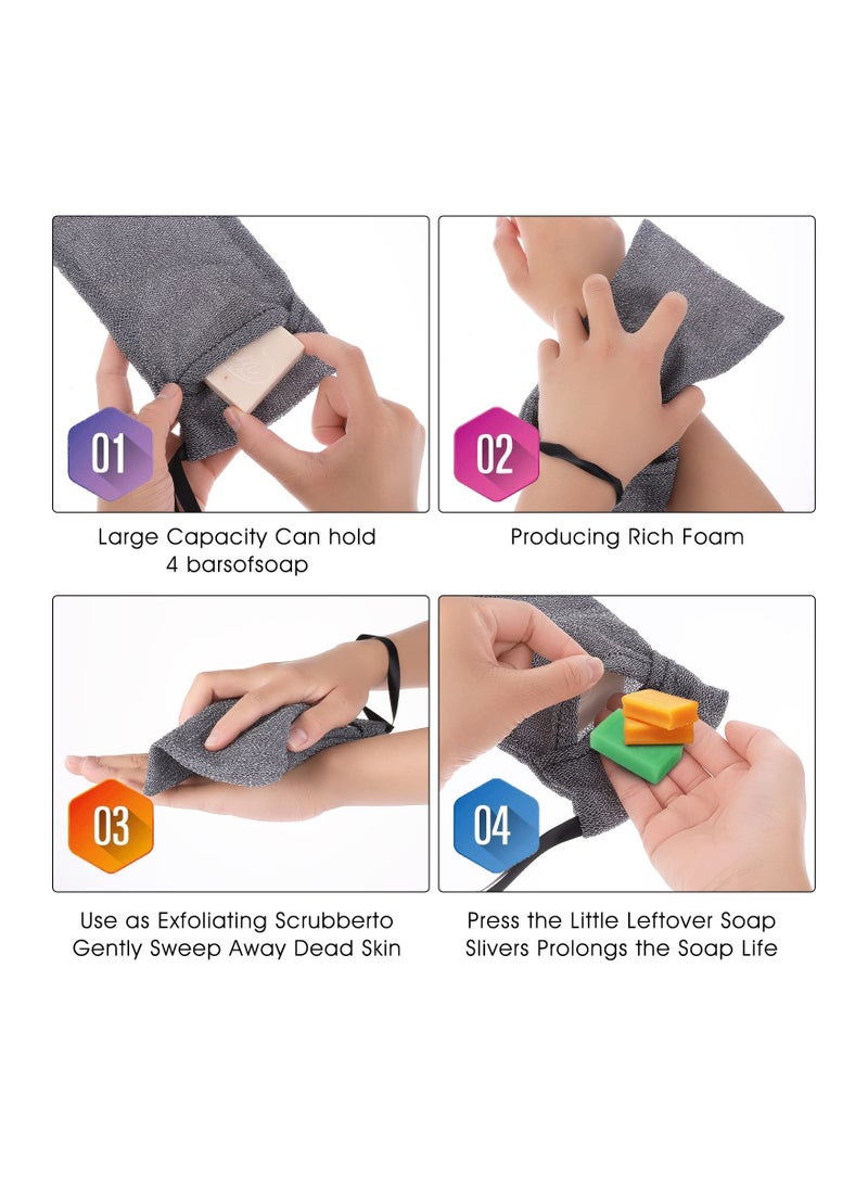 SYOSI 6PCS Sisal Soap Saver Bag for Exfoliation, Natural Cotton-Linen Soap Pouch Exfoliating Soap Bag Plastic-Free Soap Saver Bag Plastic-Free Sisal Soap Saver Shower Soap Bag for Women Men Bathroom Shower - Image 2