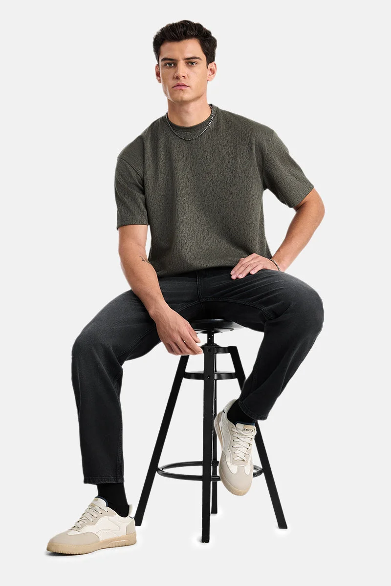 سنيتش Black Solid Relaxed Casual Jeans