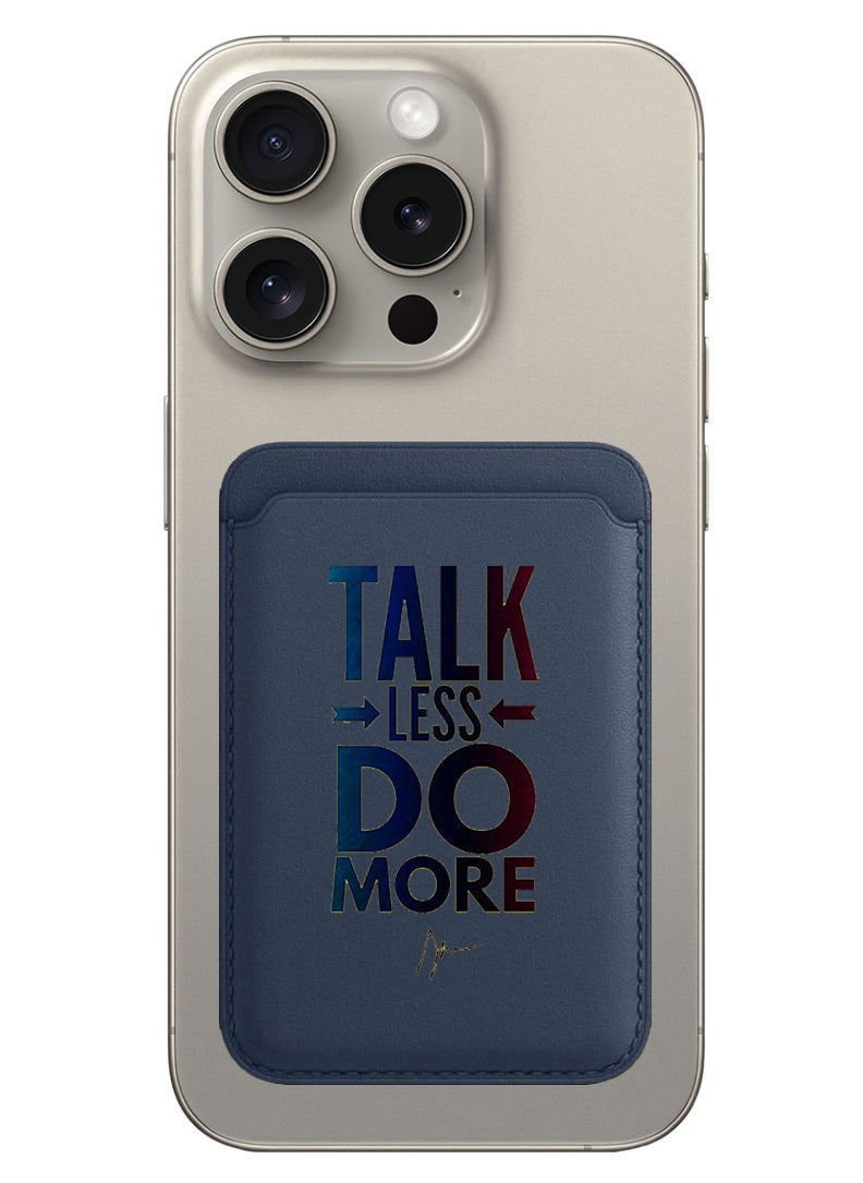 Magnetic Wallet, Compatible with MagSafe Wallet, for iPhone Wallet, for iPhone 16/15/14/13/12 Series, Not for iPhone 13/12 mini, 3 Card Holder, Vegan Leather, Navy - talk less do more