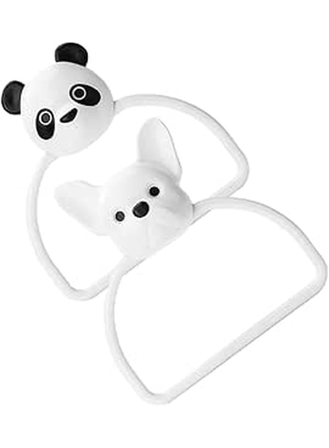Adhesive Panda And Dog Towel Holder Wall Mounted Set Of 2 Cartoon Animal Rack - Image 1