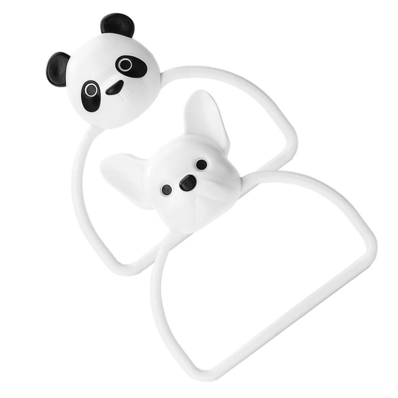 Adhesive Panda And Dog Towel Holder Wall Mounted Set Of 2 Cartoon Animal Rack - Image 2