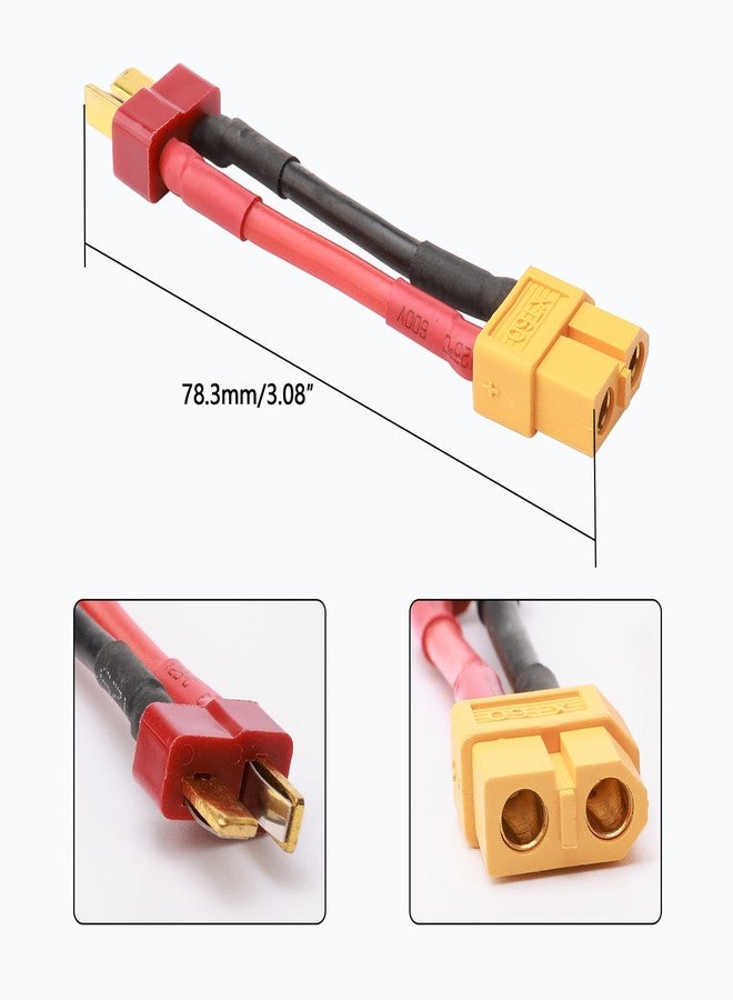 Rchobbytop 10-Pack XT60 to T-Plug Deans Style Male Female Connector Lead Adapter with 14AWG 5cm Wire for RC Lipo - Image 3