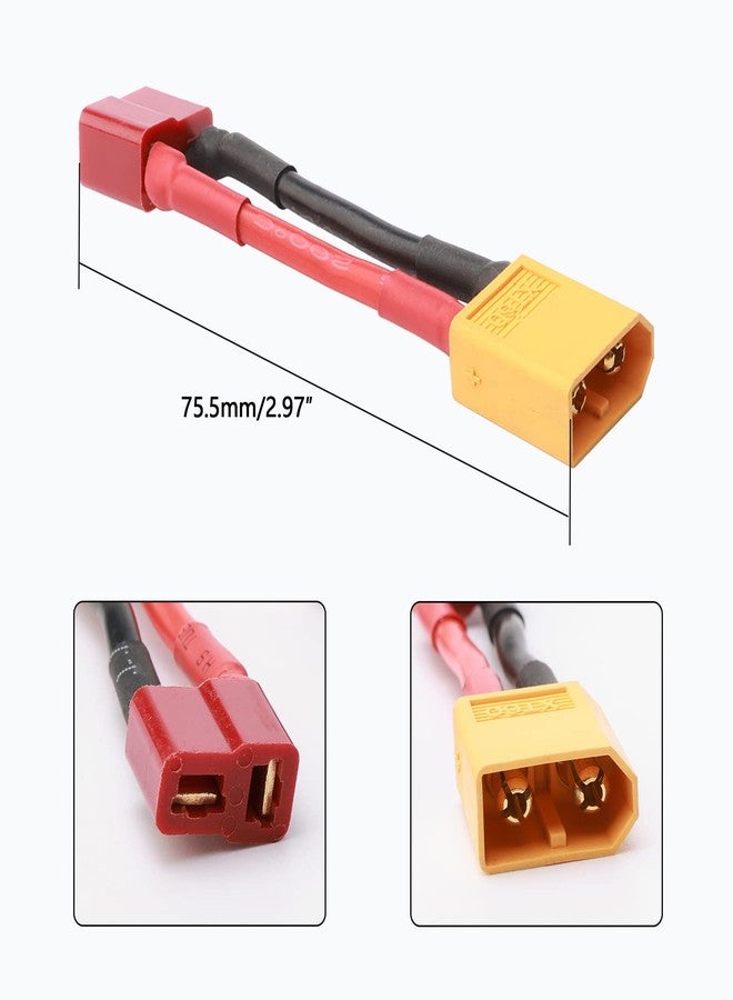 Rchobbytop 10-Pack XT60 to T-Plug Deans Style Male Female Connector Lead Adapter with 14AWG 5cm Wire for RC Lipo - Image 2