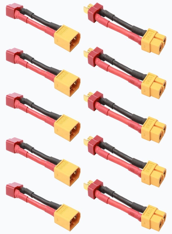 Rchobbytop 10-Pack XT60 to T-Plug Deans Style Male Female Connector Lead Adapter with 14AWG 5cm Wire for RC Lipo - Image 1