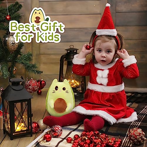 Leokawin Cat Stuffed Animal Avocado PillowCute Avocado Cat Plush ToysFunny and Soft Green Kitten Plushie Stuffed Toy Gifts for Kids Boys Girls - Image 5