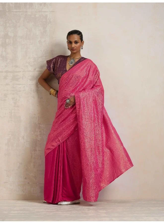 trueBrowns trueBrowns Pink Gold Lurex Ready To Wear Saree
