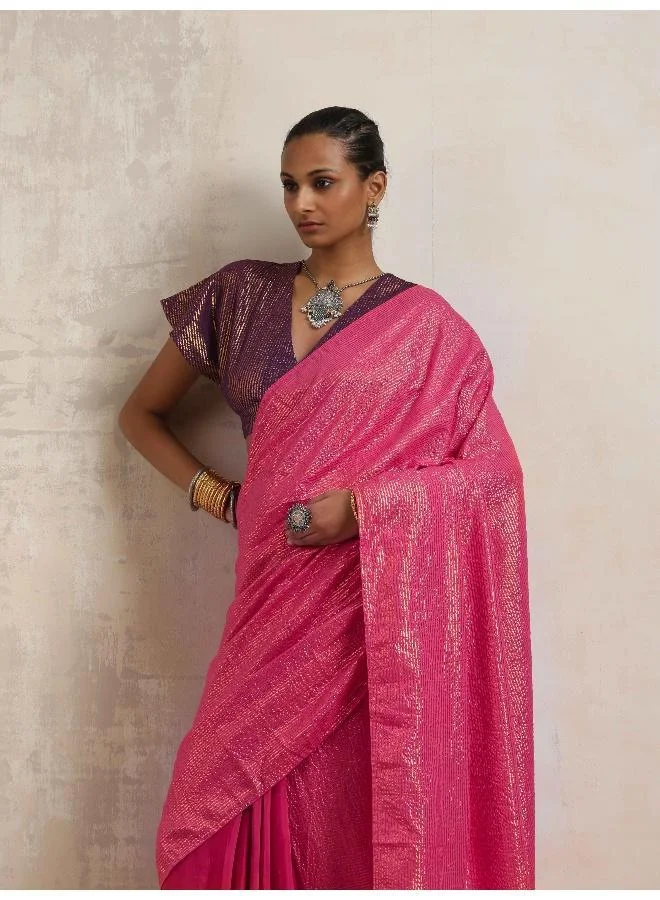 trueBrowns trueBrowns Pink Gold Lurex Ready To Wear Saree