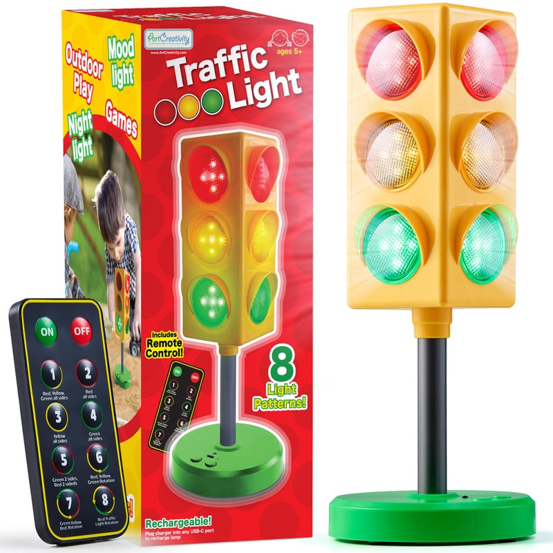 ArtCreativity Traffic Light Teacher Classroom Must Haves Supplies 8 Modes with Remote Classroom Decor Kindergarten Educational Lamp Real Traffic Light Rotation Mode - Image 2