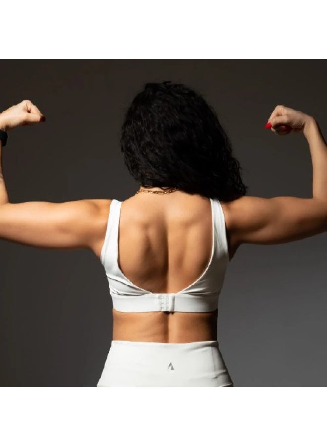 High-quality, flexible sports bra for running, fitness, and yoga in White XL - Image 2
