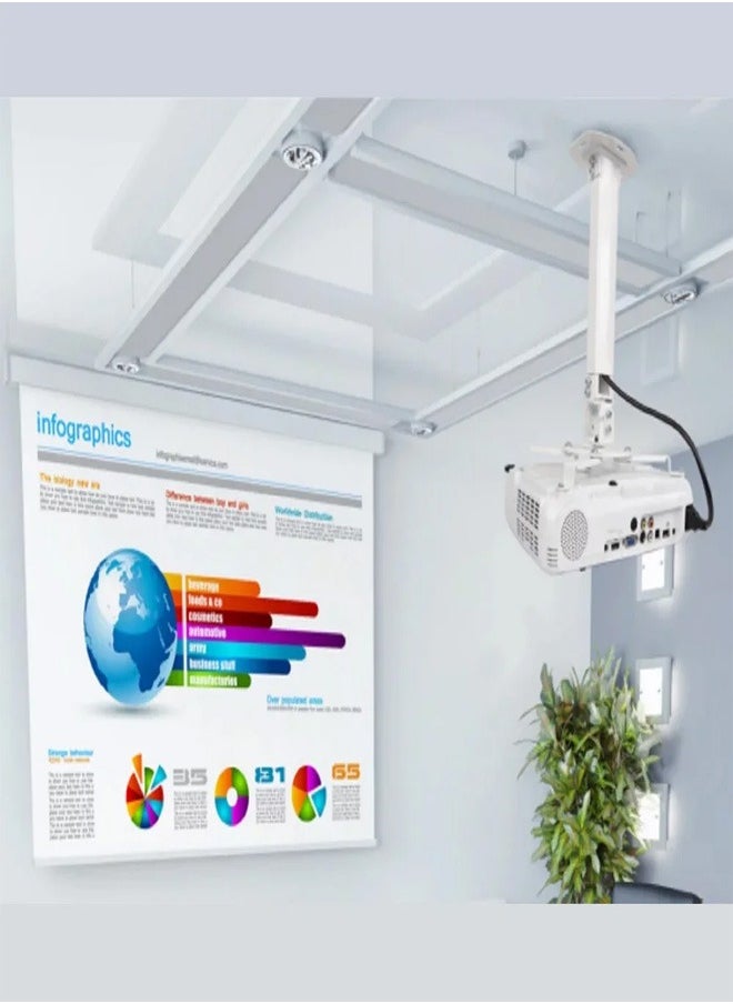 Skill Tech SH 11P Universal Projector Ceiling Mount, Mounting Profile 150mm, 13.5kg Load Capacity – White  - Image 4