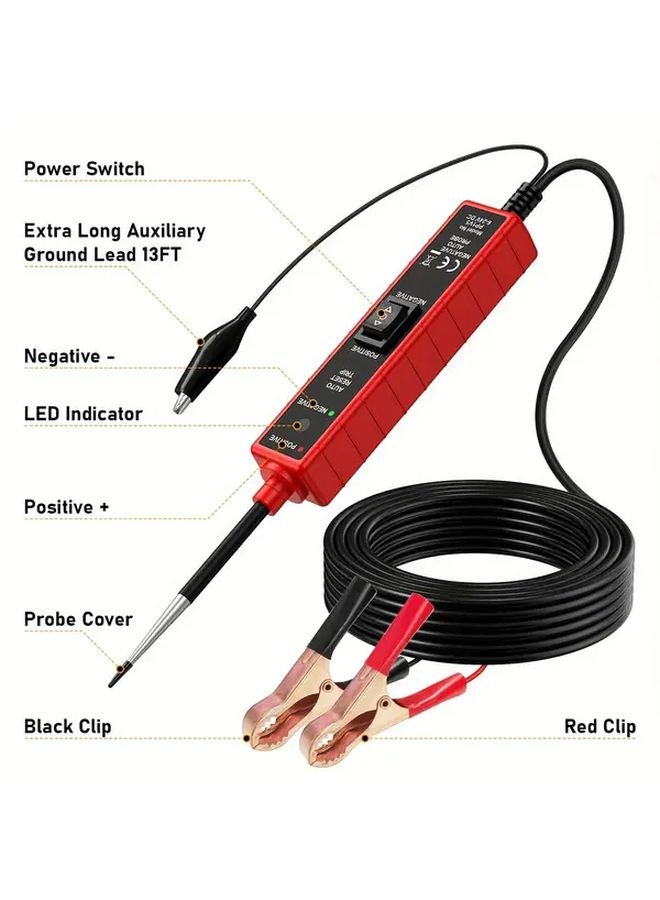 بلاك ريد أوتوموتيف سيركيت بروب تيستر 6-24 فولت تيار مستمر 12 فولت 13 قدم كوابل كاشف الأعطال - Image 4