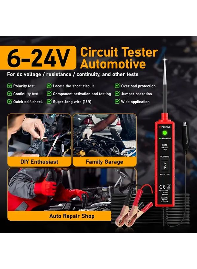 بلاك ريد أوتوموتيف سيركيت بروب تيستر 6-24 فولت تيار مستمر 12 فولت 13 قدم كوابل كاشف الأعطال - Image 5