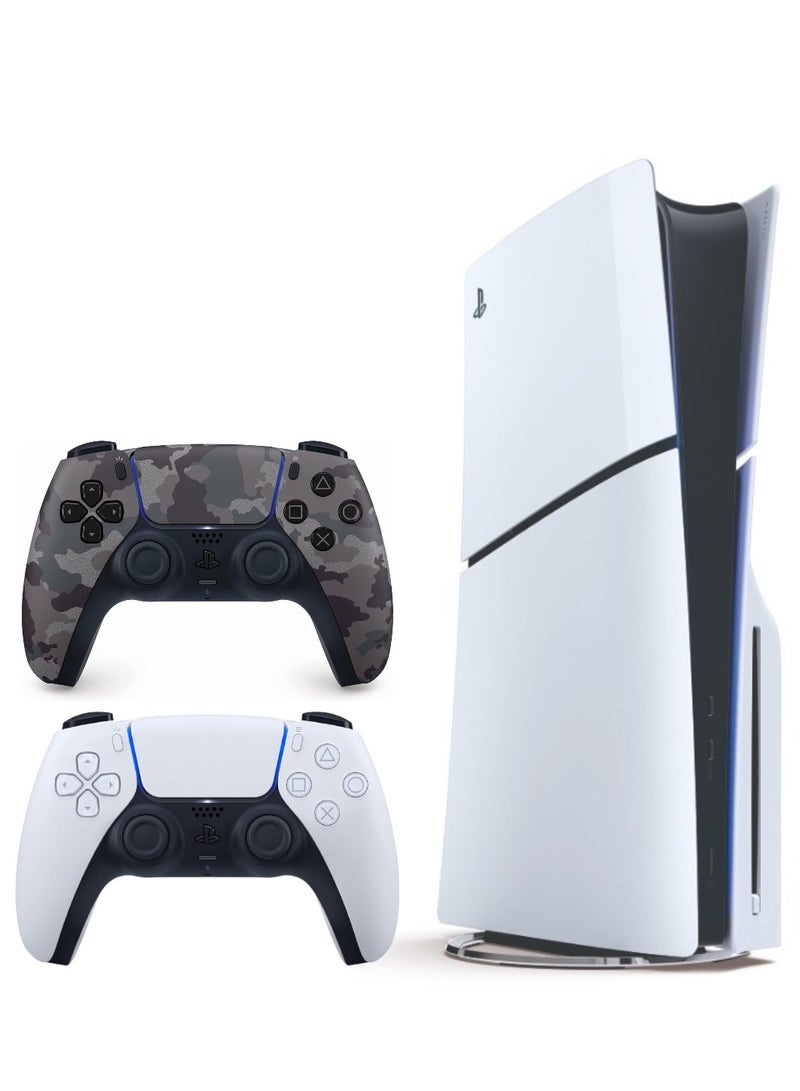 Sony PlayStation 5 Slim Disc Console With Extra Wireless Controller - Grey Camouflage - Image 1