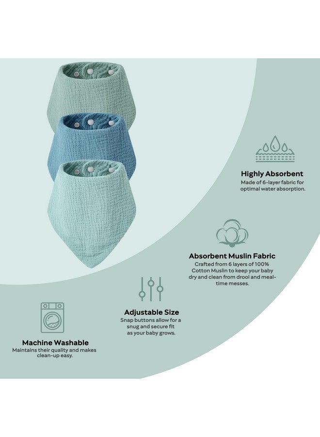 JELLYMONI 10 Pack Muslin Drool Bibs for Babies - Soft Adjustable Bandana Bib with Snaps, Absorbent Unisex Teething Bib for Newborn Girls & Boys - Image 5