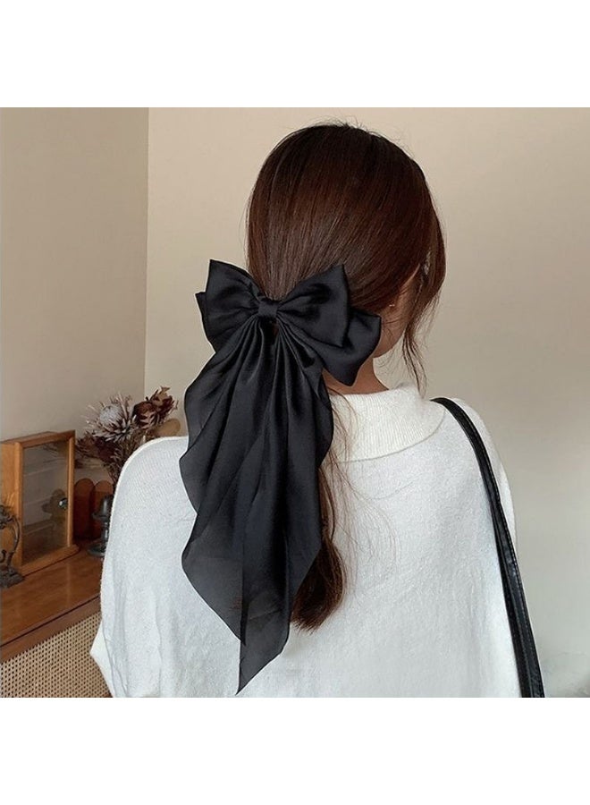 3-Piece Set Silky Satin Ribbon Long Tail Bow Big Oversized Giant Long Tail Bow Hair Accessories for Women Girls - Image 3