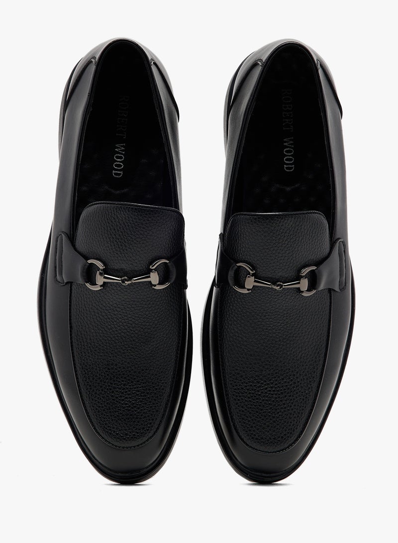 Robert Wood Buckle Detail Formal Slip Ons - Image 4