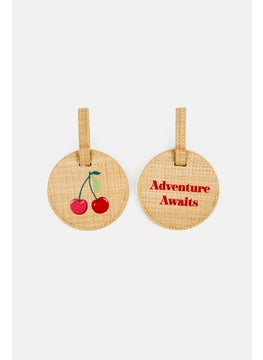 Miamica 2 Piece Graphic Printed Luggage Tag, Beige  - Image 3