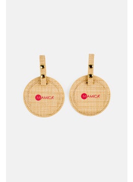 Miamica 2 Piece Graphic Printed Luggage Tag, Beige  - Image 4