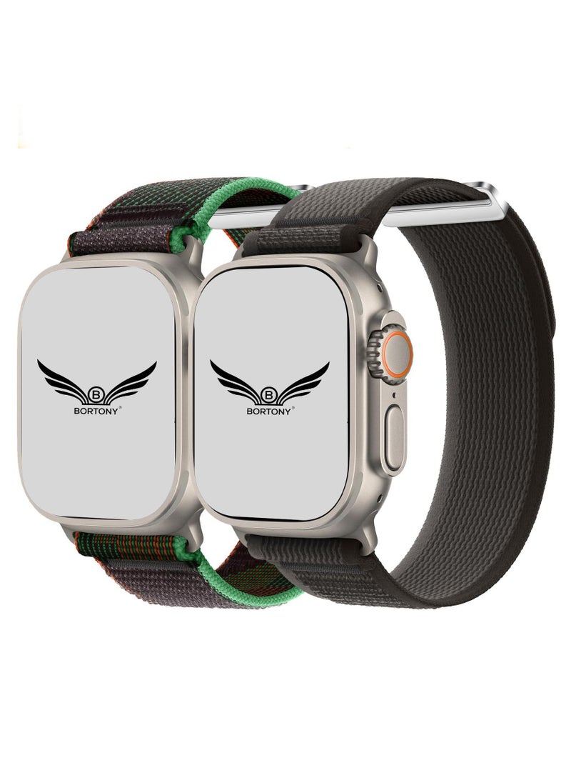 BORTONY - Apple Watch Band Alpine Loop Band 38mm 40mm 41mm Pack of 2 for Men Women Nylon Woven Sport Strap Compatible with iWatch Series 8 Ultra 7 SE 6 5 4 3 2 1 - Image 1